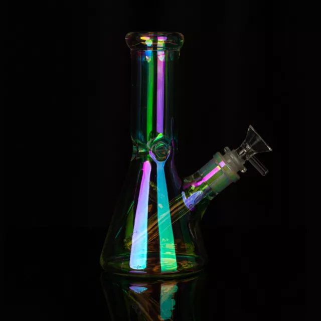 8" Heavy Glass Bongs Percolator Water Pipe Hookah 14mm Bowl Rainbow Color Bong