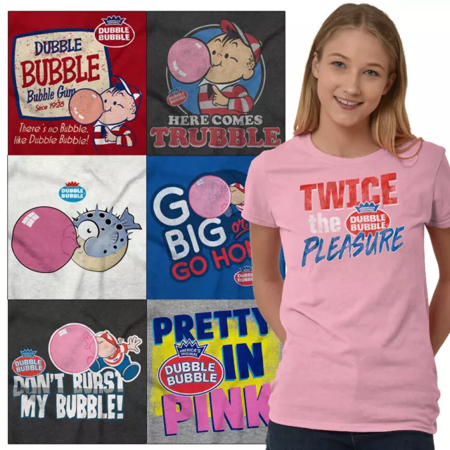 Original Fleer Dubble Bubble Vintage Logo Womens Short Sleeve Ladies T Shirt