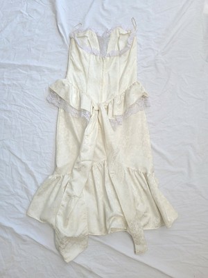 Vintage Jessica Mcclintock  Gunne Sax Cream Satin Prom Wed Dress Sz 9