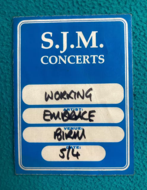 Embrace Birmingham 5/4/2018 Backstage Working Pass