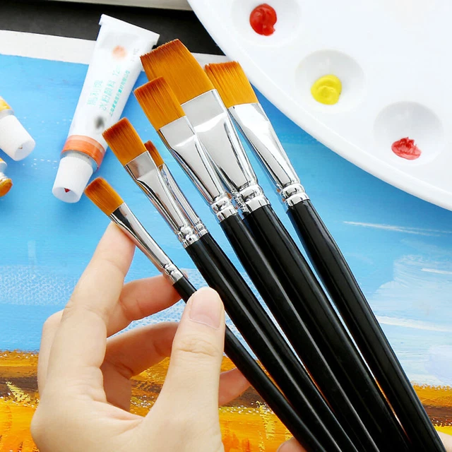 9 Pcs Face Painting Brushes Artist Paint Brushes Black Outfit Canvas Sets Pointy 3