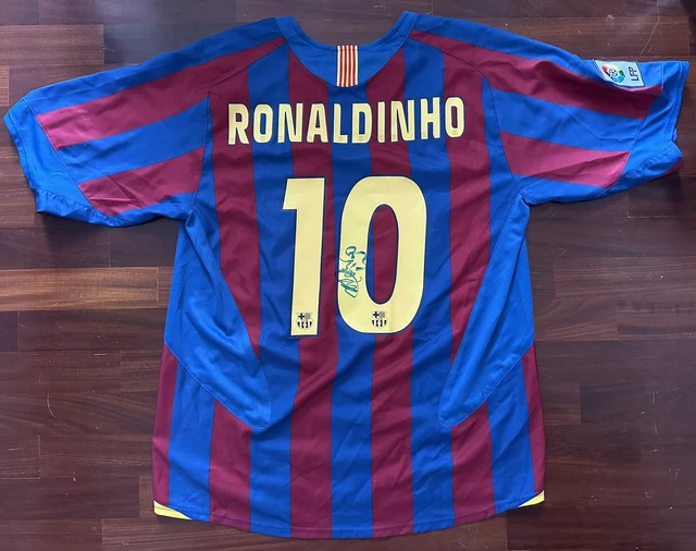Maglia Calcio Ronaldinho Barcelona #10 Bambini - Edizione Limitata Retro, Completa Con Pantaloncini E Calzini