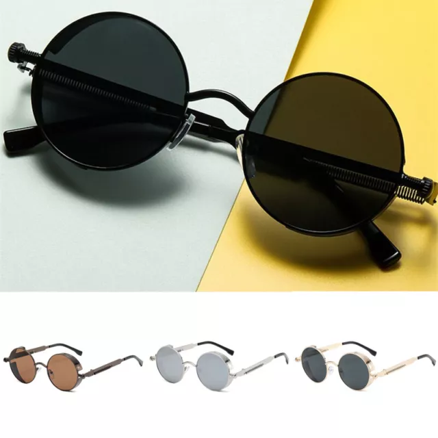 Mens Sunglasses Sun glasses Round UV400 Vintage Polarized Steampunk Brand Design