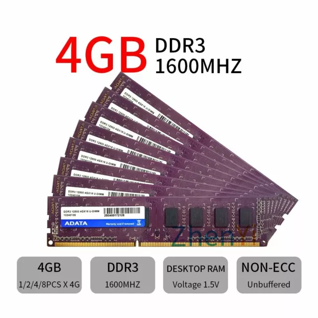 32GB 16GB 8GB 4GB PC3-12800 DDR3 1600Mhz Intel Desktop Memory For ADATA LOT CA
