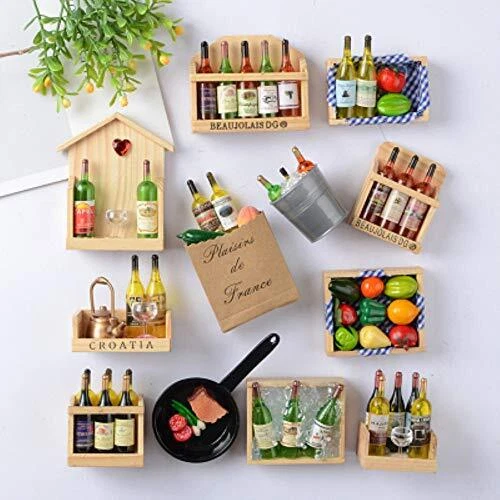 Fridge Sticker,8Pcs Simulated Cute Wine Bottles Holder Fridge Magnets for Home