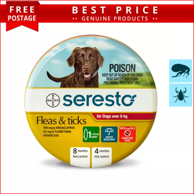 SERESTO Collar for Dogs Over 8 Kg RED pack Flea and Tick Control 1 Piece