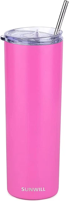 Skinny Tumbler with Straw and Lid 20Oz Travel Mug, Vacuum Insulated Double Wall