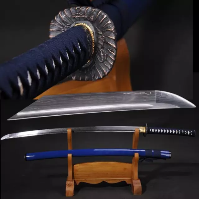 Damascus Folded Steel Handmade Japanese Samurai Katana Battle Ready Full TANG