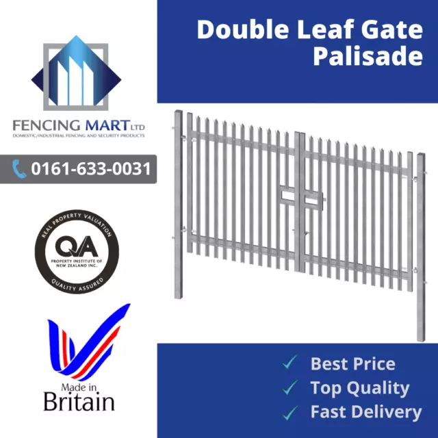 PALISADE GATE Double Leaf Gate 1.8m High x 5.0m Galvanised £1,477.25 ...