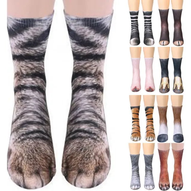 Funny Unisex Adult Kid Elastic Sock Animal Paw Feet Crew 3D Print Foot Socks New
