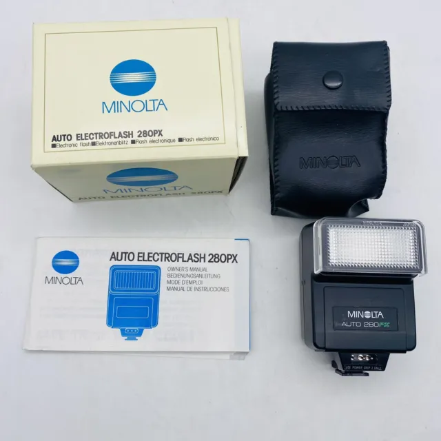 Minolta Auto Electroflash 280PX Shoe Mount Flash With Case Box & Manual
