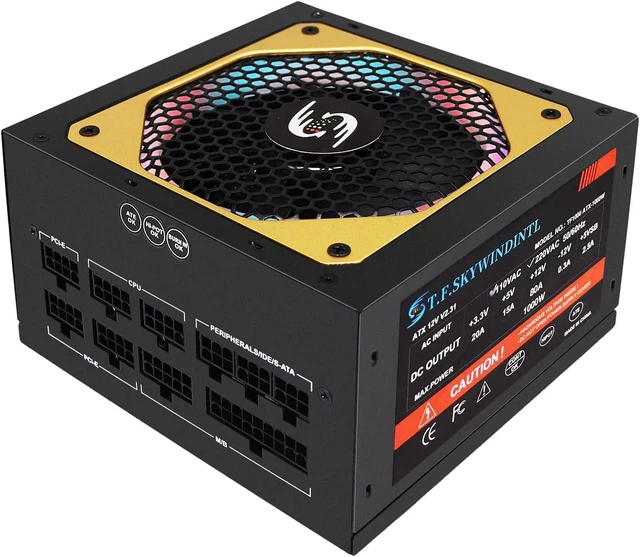 1000W POWER SUPPLY Fully Modular ATX PC Gaming LED Fan RGB PSU Silent