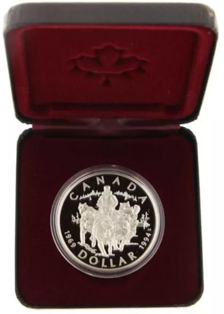 1994 $1 RCMP Northern Dog Team Patrol Proof Silver Dollar Coin