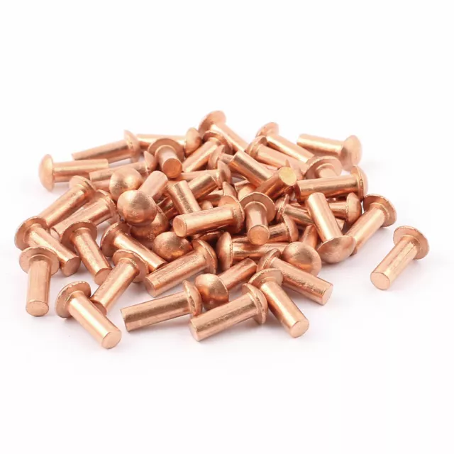 50pcs 3/16" Dia 9/16" Longs Tige Tête ronde Cuivre solide rivets Attaches