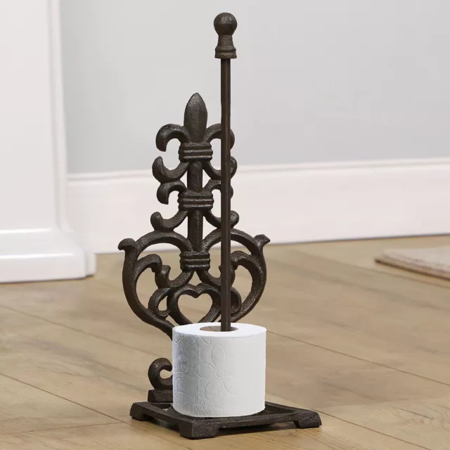 Cast Iron Period Style Toilet Roll Holder Vintage Kitchen Bathroom Antique Stand