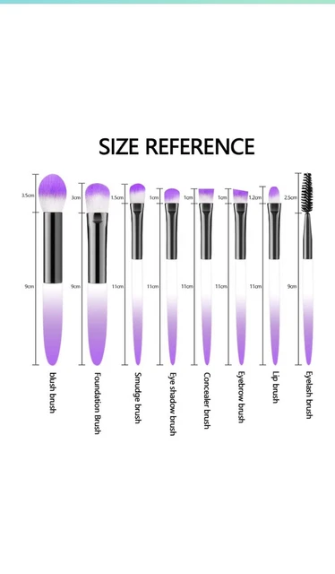 Pennelli Trucco Make-up Professionali Set 8 Pezzi Viola 2
