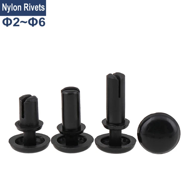 Rivetti PA R2032~R6080 fibbie a pressione rivetti a forma di R rivetti in plastica nera