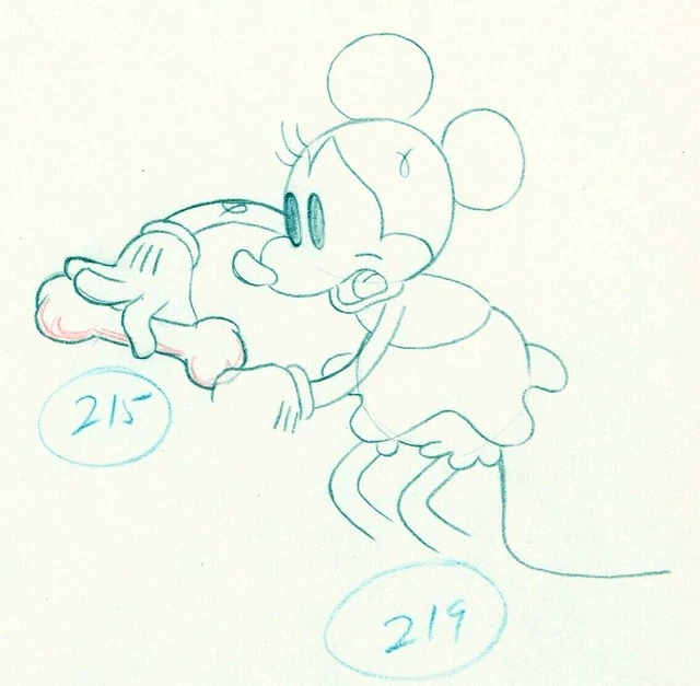1933 MINNIE MICKEY MOUSE ORIGINAL PRODUCTION cel DRAWING WALT DISNEY ...