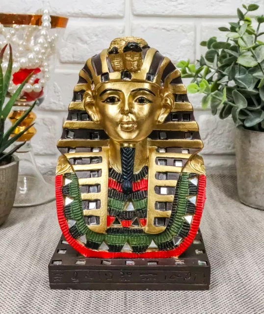 Ancient Egyptian Mask Of King Tut Bust Statue 6"H Pharaoh Tutankhamun With Nemes