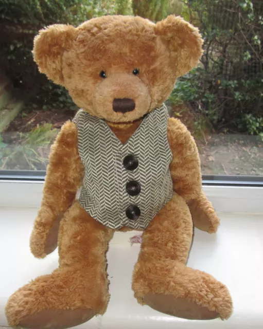 New Teddy Clothes, Handmade Patterned Lined Waistcoat To Fit A 17 Inch Bear