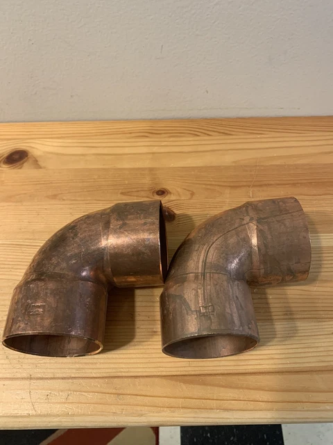 Lot Of 2.  2 1/2”x 2 1/2" Copper Fitting 90 Degree Sweat Elbow Mueller