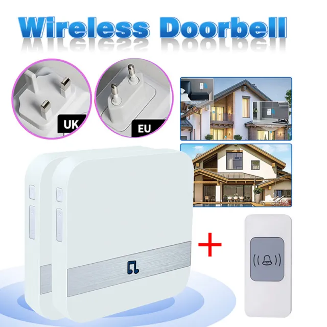 Waterproof Wireless Doorbell Cordless Wall Plug In 52 Chime 300M Range Door Bell