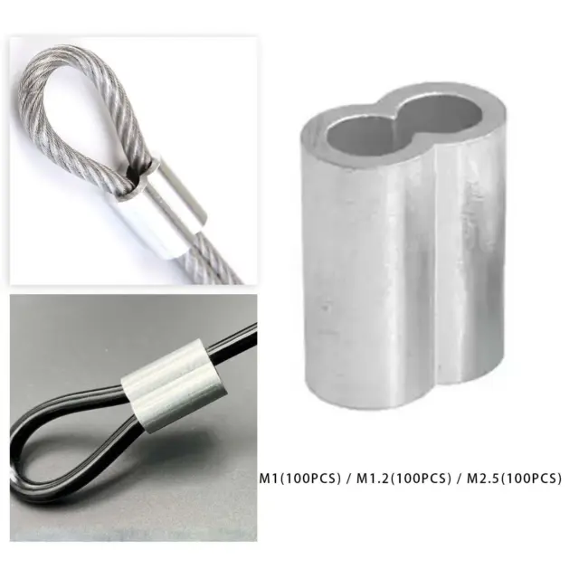 100x Wire Rope Aluminum Sleeve Steel Wire Rope Aluminum Crimping Loop