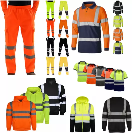 Hi Viz Vis High Visibility Jumper Hoodie Work Hooded Zip Jogger Polo 2 Tone Safe