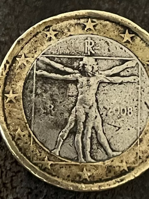 1 Euro Münze Italien 2008 Leonardo Da Vinci Fehlprägung  selten und einzigartig