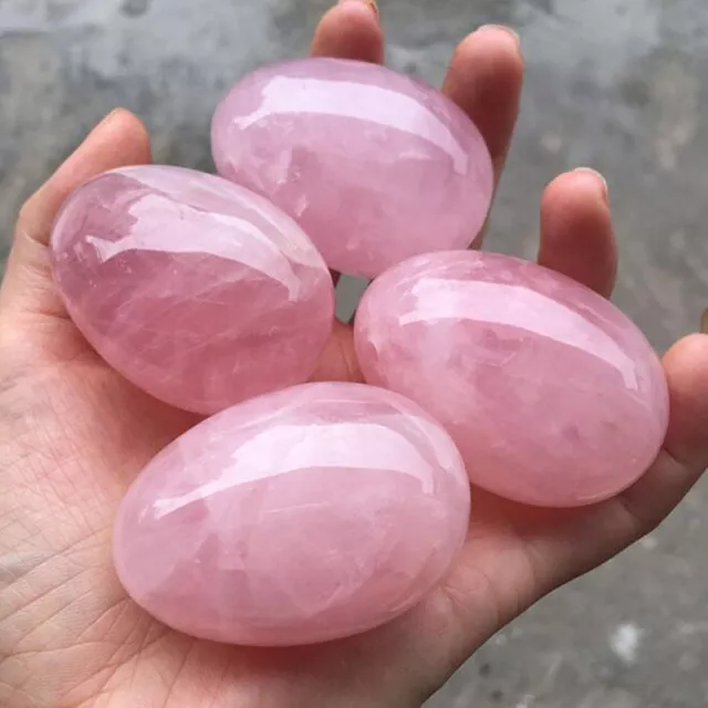 3~4.5cm Natural Rose Quartz Love Heart Shaped Pink Crystal Palm Healing  Gemstone
