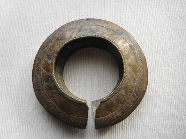 Ancien Bracelet Esclave Ethnique Vintage Bronze Massif Afrique 380 Grammes Box30
