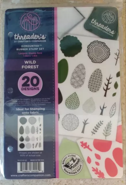 Crafters Companion THREADERS Rubber Stamp Set "WILD FOREST" Brand NEW