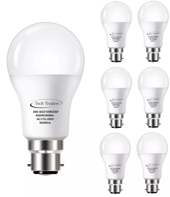10W GLS LED Light Bulb Cool/Warm White B22 Bayonet Equivalent 80W A60 bright