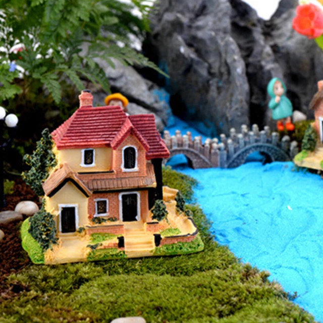 Decoración creativa de micropaisajes casa de castillo hágalo usted mismo decoración de paisajes de jardín