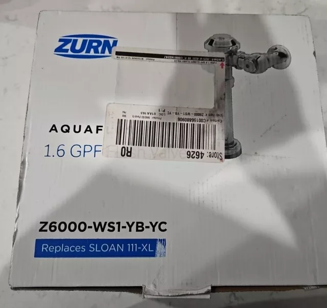 New Zurn Z6000-WS1-YB-YC Manual Flush Valve, Z6000 Aquaflush Exposed Chrome