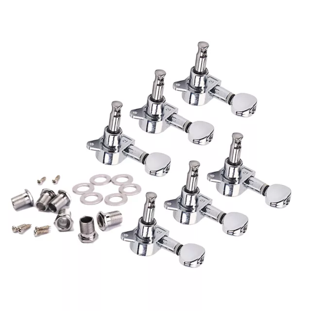 Chrome 6L Inline Electric/Acoustic Guitar String Tuning Pegs Tuners Machine Head