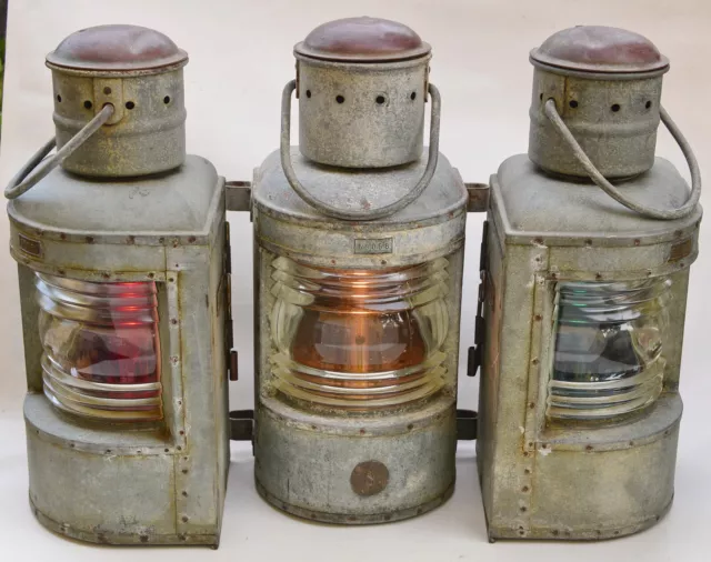 Set Schiffslampe Schiffsleuchte Positionsleuchte Petroleumlampe J.H.Peters & Bey