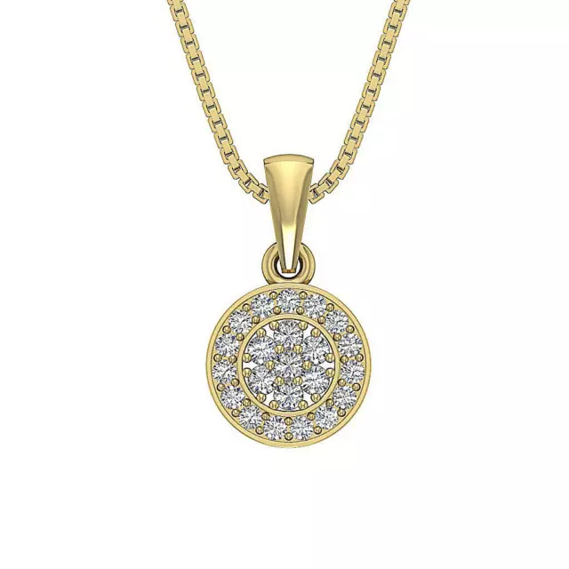 Halo Cluster Pendant Necklace I1 G 0.60 Ct Natural Round Diamond 14K White Gold