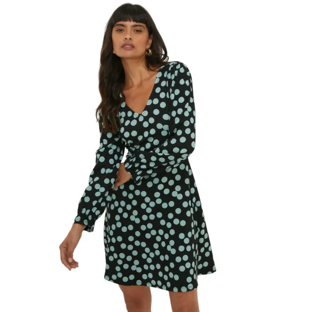 Dorothy Perkins  Vestido Corto Lunares de Manga Larga para Mujer (DP4596)