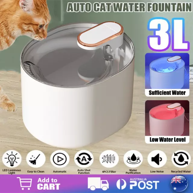 3L Automatic Water Fountain Electric Pet Dog Cat Drinking Dispenser filter bowl