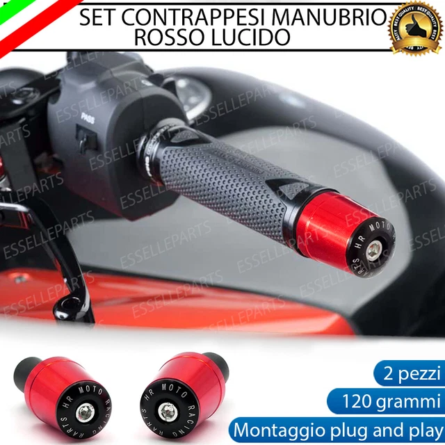 2X Contrappesi Manubrio Bilancieri Stabilizzatori Moto Scooter Alluminio Rosso