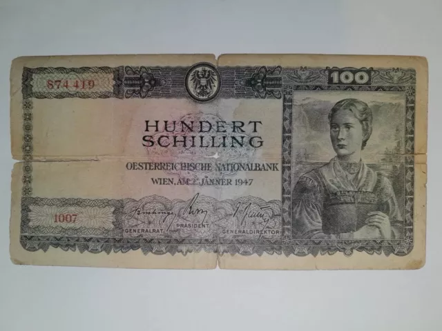 Austria 100 Scellini 2/01/1947 "Osterreichische Bank"  (Rara)