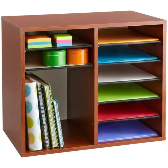 Safco Adjustable Organizer Wood 12 Compartment Removable Shelves Desk Organizer 2