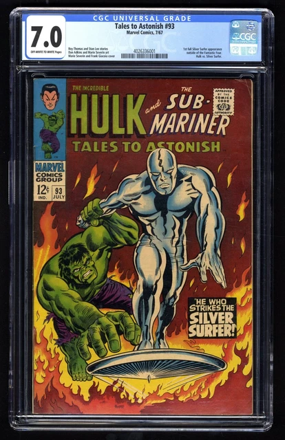 Tales To Astonish #93 CGC FN/VF 7.0 Silver Surfer Vs Incredible Hulk! Marvel