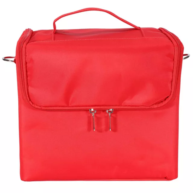 Rojo Bolsa de Maquillaje de Gran Capacidad Kit de Herramientas de Bordado d2885