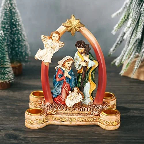 NATIVITY ADVENT DECORATIONS Advent Candle Holder Nativity Scene Christmas £30.17 PicClick UK