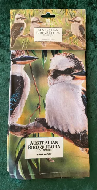 Kookaburra & Wattle - Australian Bird & Flora  - Tea Towel - Cotton - Ashdene