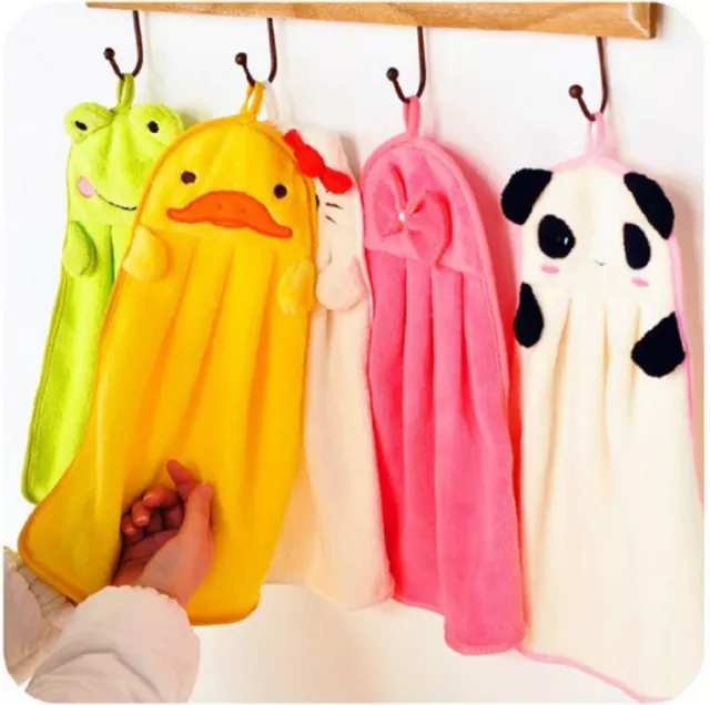 Cute Animal Hand Towel Cartoon Hanging Baby Face Kids Washcloth Bath Water Dry