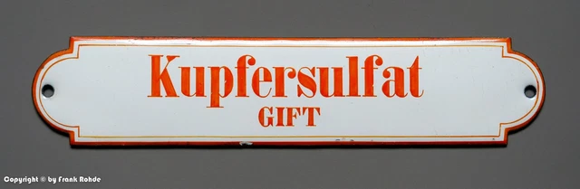Emailschild aus Apotheke - Kupfersulfat GIFT - um 1915...tolle Größe !