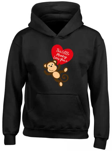 Valentines Day Kids Hoodie This Little Monkey Loves You Boys Girls Gift Top